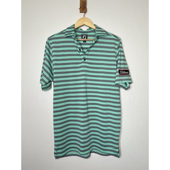 FootJoy Titleist Polo Blue Striped Shirt Men's Size Small Golf - Picture 1 of 4